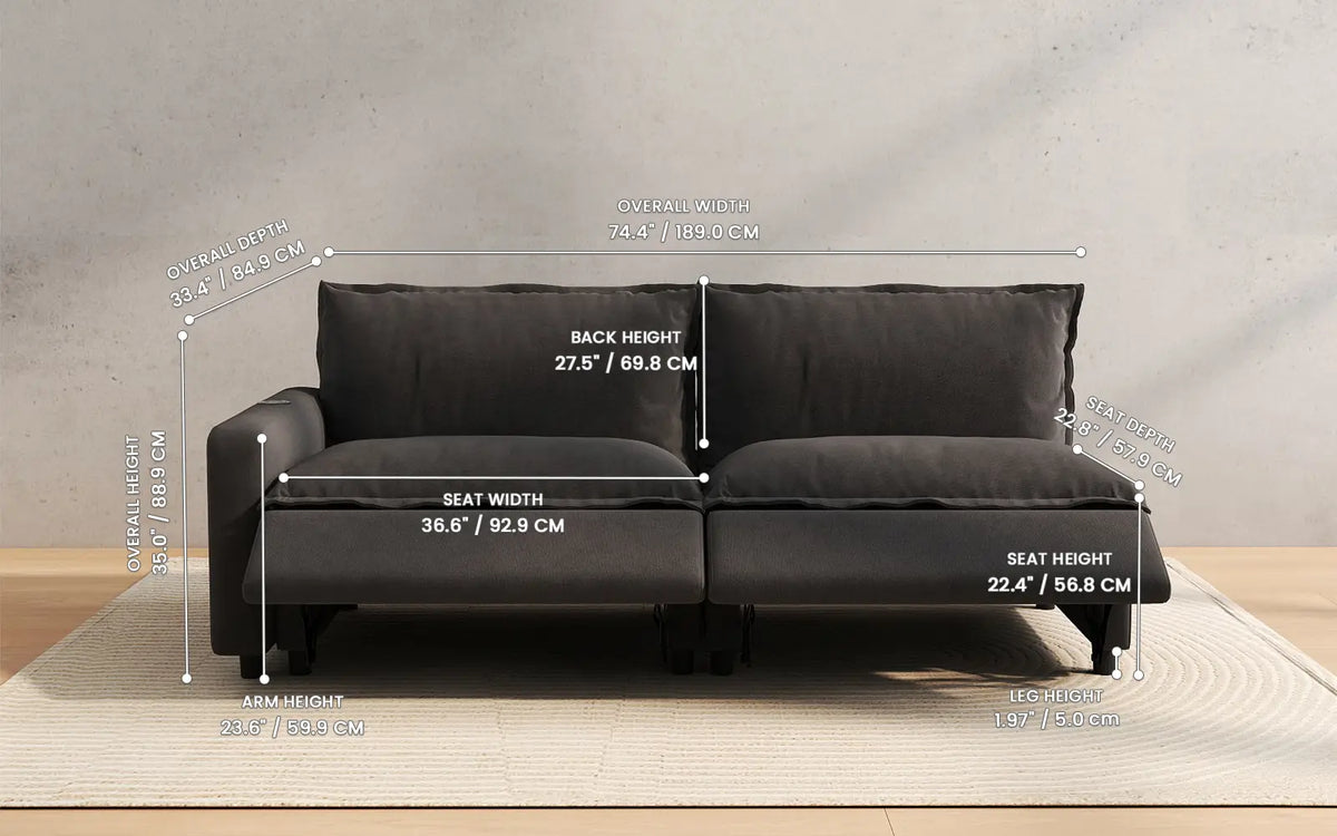 Modular Cero Reclining Sectionals 2 Piece Grey Linen Bedroom Corner Loveseats 2 Seater 3