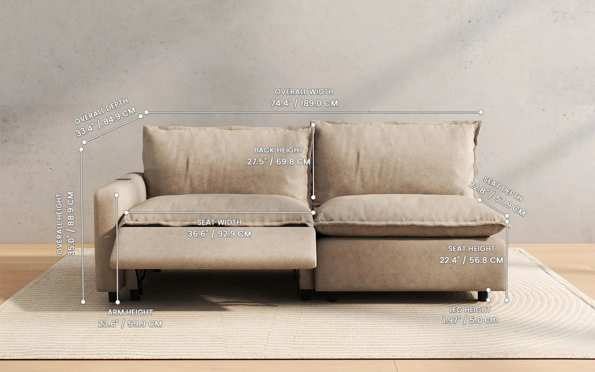 Modular Cero Reclining Sectionals 2 Piece Khaki Linen Efficient Modern Loveseats 2 Seater 3