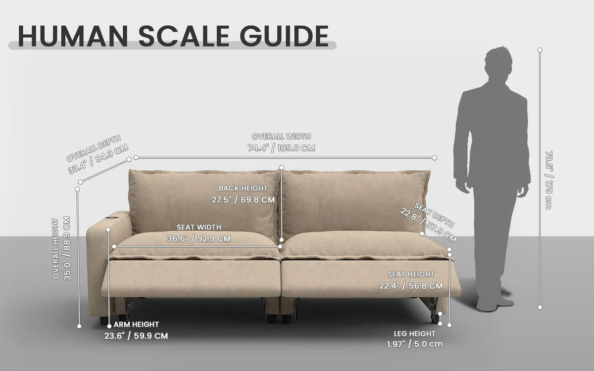 Modular Cero Reclining Sectionals 2 Piece Khaki Linen Small Space Loveseats 2 Seater 1
