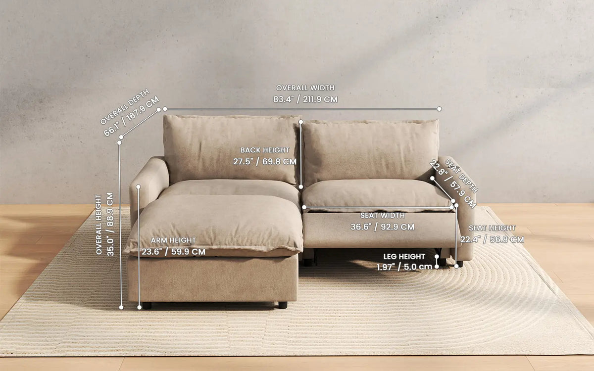 Modular Cero Reclining Sectionals 3 Piece Khaki Linen Family Centric Chaise Sectionals 2 Seater with 1 Ottoman 2