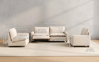 Modular Cero Reclining Sectionals 4 Piece Beige Linen High Ceiling Room U Shaped Sectionals 4 Seater 3