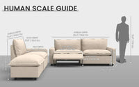 Modular Cero Reclining Sectionals 4 Piece Beige Linen Home Living Chaise Sectionals 3 Seater with 1 Ottoman 1