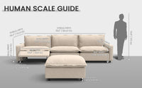 Modular Cero Reclining Sectionals 4 Piece Beige Linen Main Living Area Chaise Sectionals 3 Seater with 1 Ottoman 1