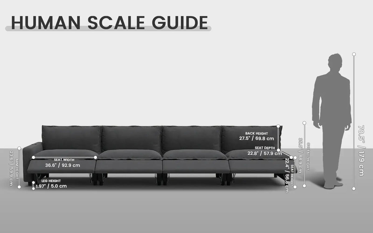 Modular Cero Reclining Sectionals 4 Piece Grey Linen Condo Furniture Couch Sectionals 4 Seater 1