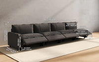 Modular Cero Reclining Sectionals 4 Piece Grey Linen Condo Furniture Couch Sectionals 4 Seater 2