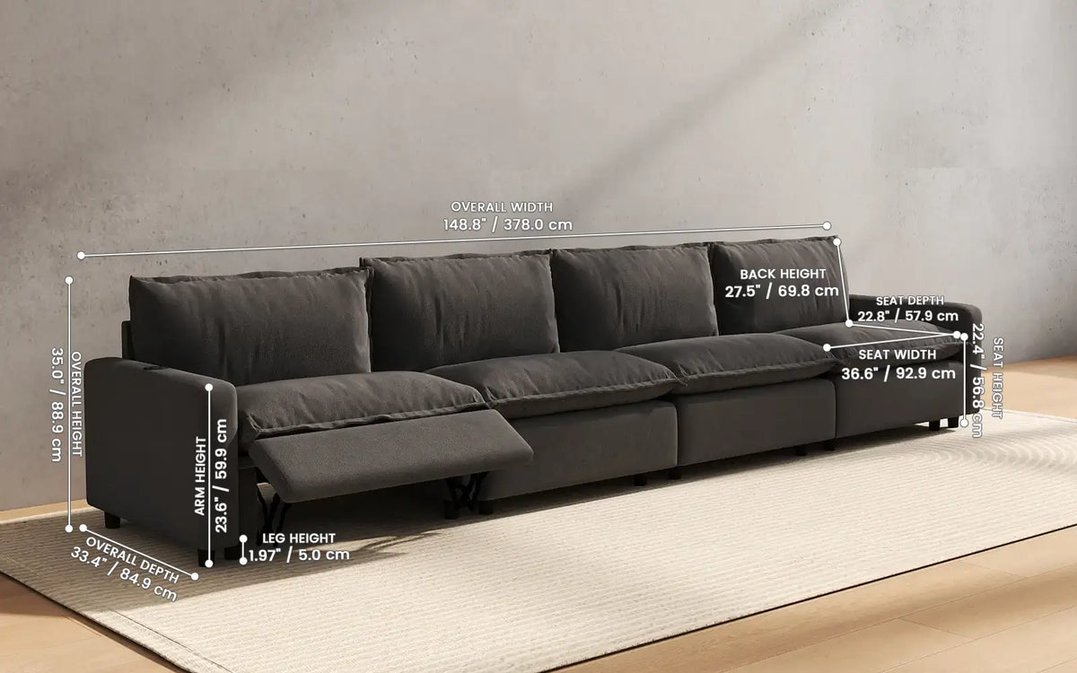 Modular Cero Reclining Sectionals 4 Piece Grey Linen Home Living Couch Sectionals 4 Seater 2 25037561 9bcd 4403 b28f 58f303542967