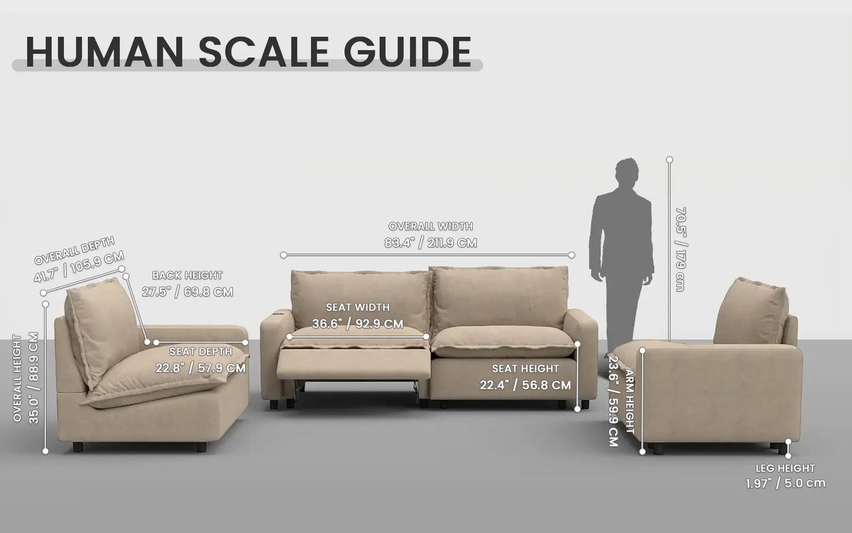 Modular Cero Reclining Sectionals 4 Piece Khaki Linen High Ceiling Room U Shaped Sectionals 4 Seater 1