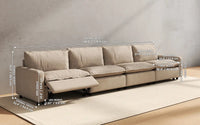 Modular Cero Reclining Sectionals 4 Piece Khaki Linen Home Theater Couch Sectionals 4 Seater 2
