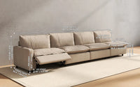 Modular Cero Reclining Sectionals 4 Piece Khaki Linen Main Living Area Couch Sectionals 4 Seater 2