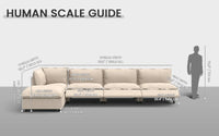 Modular Cero Reclining Sectionals 5 Piece Beige Linen Back Pain Relief L Shaped Sectionals 4 Seater with 1 Ottoman 1