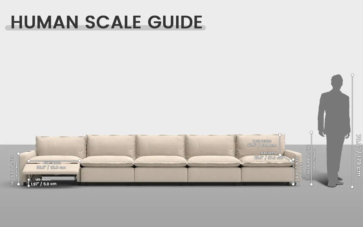 Modular Cero Reclining Sectionals 5 Piece Beige Linen Small Apartment Couch Sectionals 5 Seater 1
