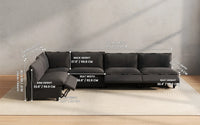 Modular Cero Reclining Sectionals 5 Piece Grey Linen Large Space L Shaped Sectionals 5 Seater 2