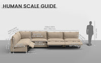 Modular Cero Reclining Sectionals 5 Piece Khaki Linen Dark Mode L Shaped Sectionals 5 Seater 1