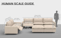 Modular Cero Reclining Sectionals 7 Piece Beige Linen Down Filled Back Sofa Sets 5 Seater with 2 Ottomans 1