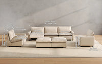 Modular Cero Reclining Sectionals 7 Piece Beige Linen Zero Gravity Mode Sofa Sets 5 Seater with 2 Ottomans 2