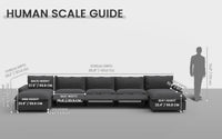 Modular Cero Reclining Sectionals 7 Piece Grey Linen Built In Footrest U Shaped Sectionals 5 Seater with 2 Ottomans 1