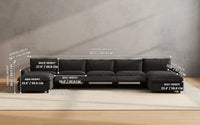Modular Cero Reclining Sectionals 7 Piece Grey Linen Built In Footrest U Shaped Sectionals 5 Seater with 2 Ottomans 2