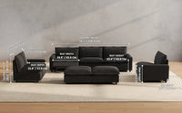 Modular Cero Reclining Sectionals 7 Piece Grey Linen Down Filled Back Sofa Sets 5 Seater with 2 Ottomans 2
