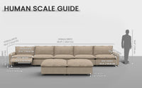 Modular Cero Reclining Sectionals 7 Piece Khaki Linen Movie Night Best Sofa Sets 5 Seater with 2 Ottomans