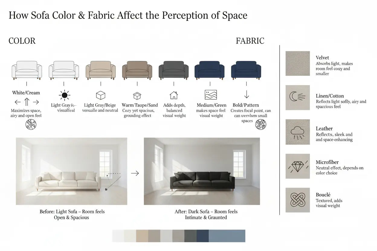 Sofa Color and Fabric Affect the Perception of Space
