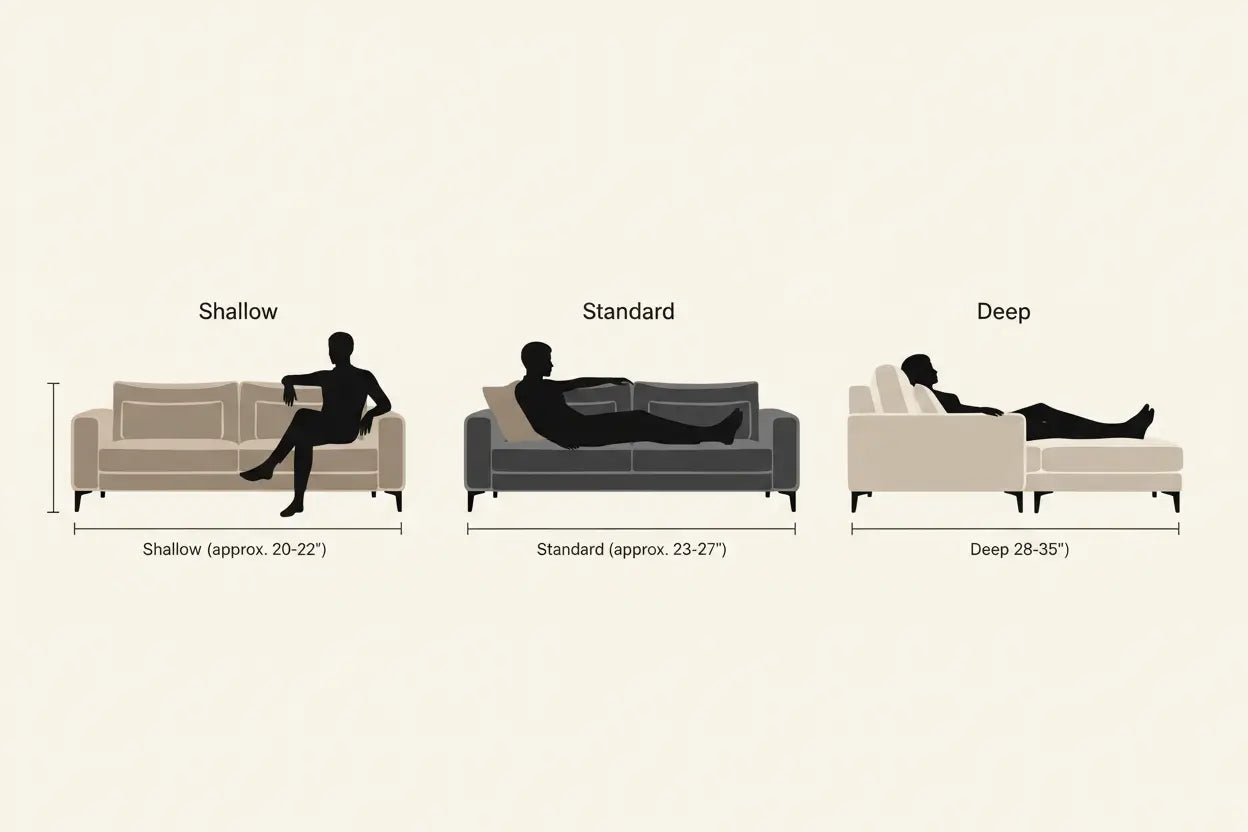 Standard vs. Deep vs. Shallow sofa